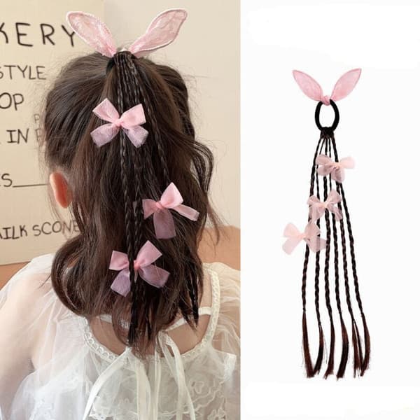 Perukflätor Rosett Hårrep ROSA 2ST 2ST pink 2pcs-2pcs