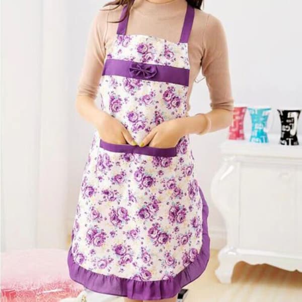 Blommig Förkläde Haklapp LILA Purple