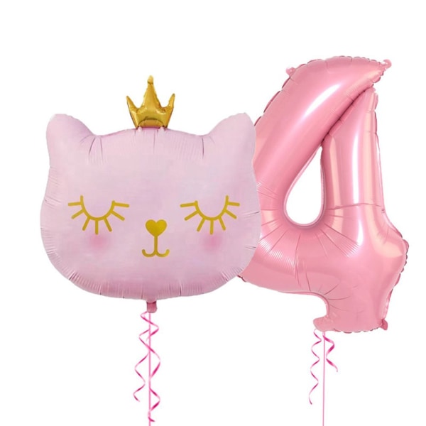 2 st/ set Big Cat Head Balloon Folieballonger NUMMER 4 Number 4