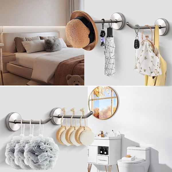 6Pack Coat Hooks Kylpypyyheripustimet MUSTA MUSTA Black