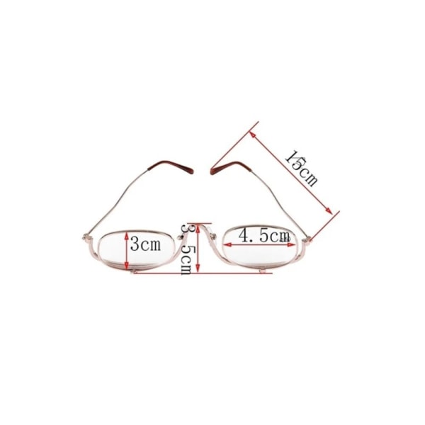 +1,0~+4,0 Dioptri Roterende Makeup Læsebriller Foldning Strength 1.50