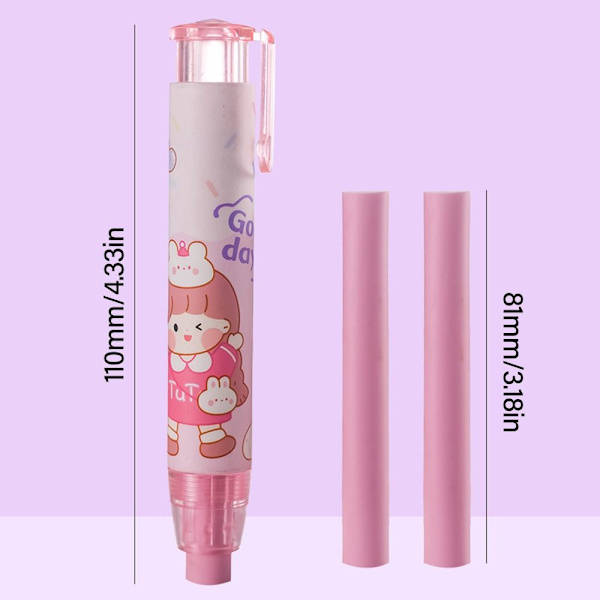 2 Set in tryckande penna Eraser Mekanisk Eraser LILA SET Purple Set