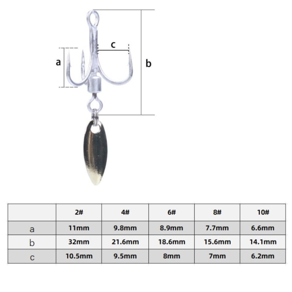 8 st Fiskkrokar med skedfiske Trippel ankarkrok 6-2Box-8pcs