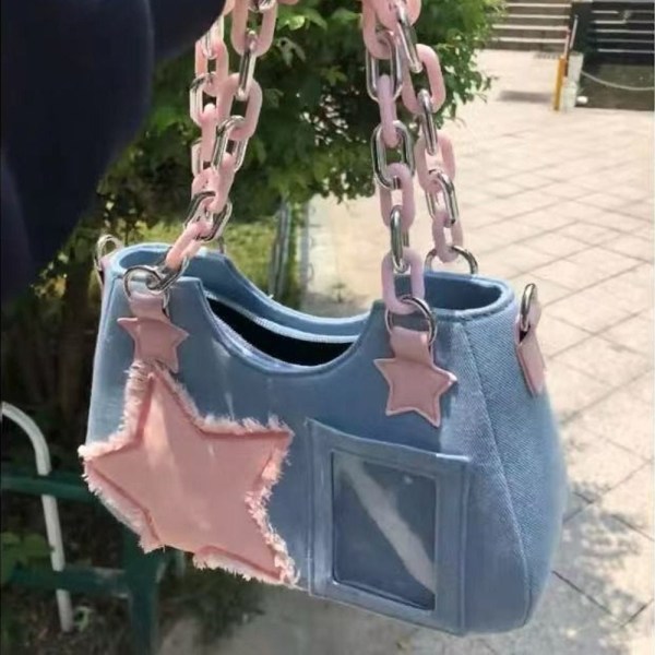 Denim Crossbody Taske Håndtasker LYSEBLÅ Light Blue