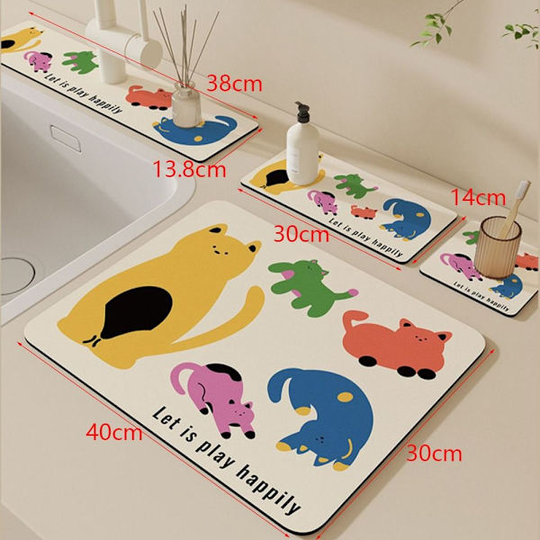 Vandhane afløbsmåtte Skridsikret absorberende pude 14X30CMA A 14x30cmA