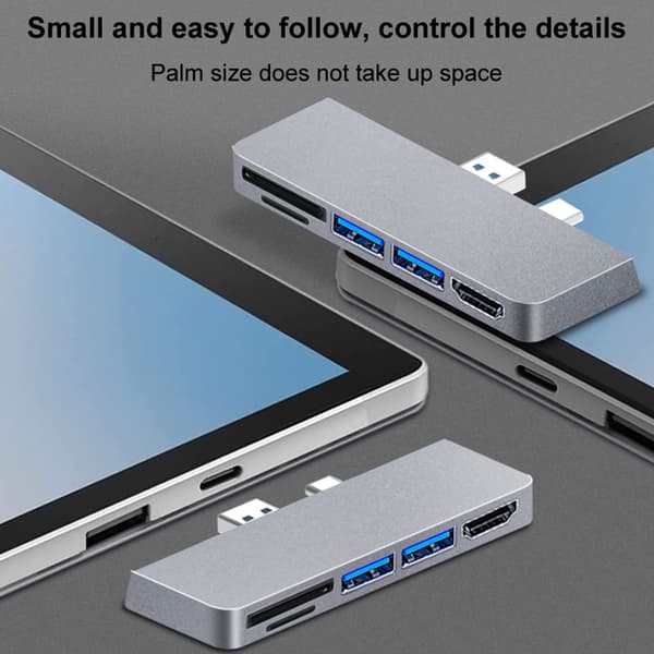 Dockningsstation USB 3.0 HUB för Microsoft Surface Pro 7 Black