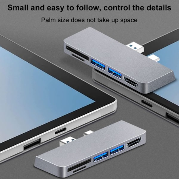 Microsoft Surface Pro 7 -telakointiasemalle USB 3.0 HUB Silver