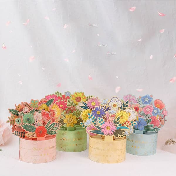 3D Pops-up Bukett Pappersblommor 4 4 4