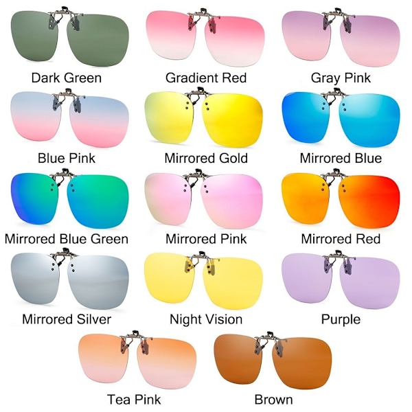 Clip-On Polarisoidut aurinkolasit Flip-up aurinkolasit Mirrored Silver