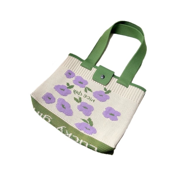 Blomstickad handväska Tygväska LILA purple