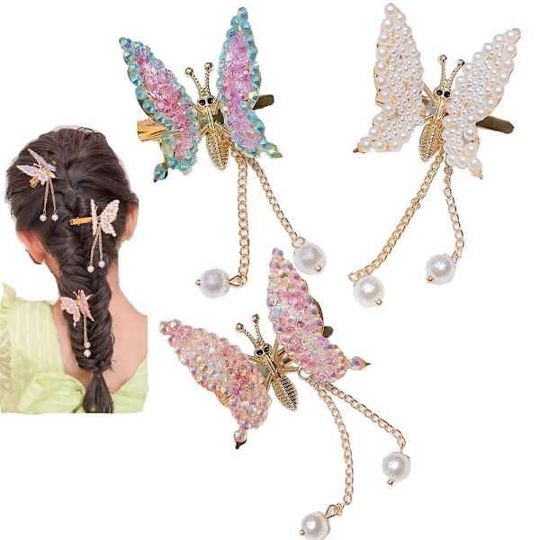 2 STK Butterfly Hårclips Sommerfugleclips PINK pink