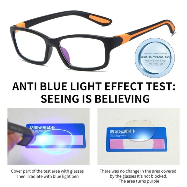 Anti-blått ljus Läsglasögon Fyrkantiga glasögon ORANGE Orange Strength 350