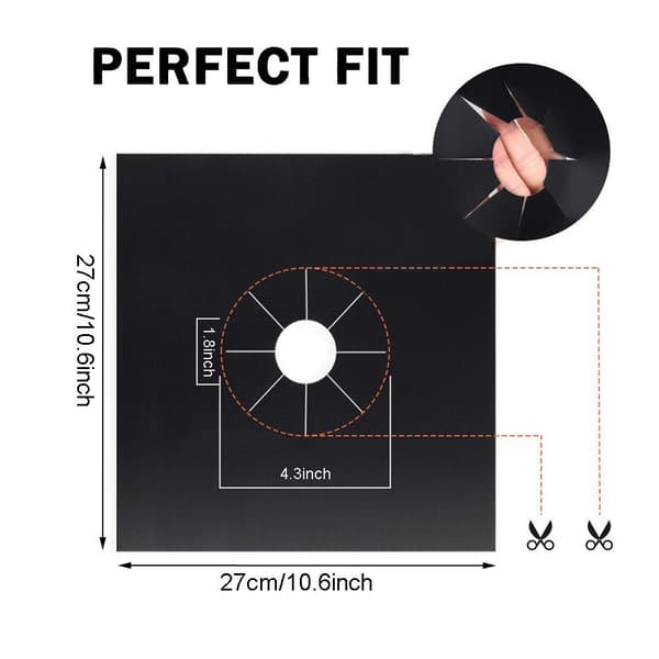 4 stk/sæt Gaskomfur Protector Liners Komfur Protector SORT Black