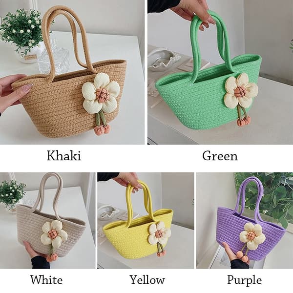 Flower Straw Tasker Små Håndtasker LILLA purple