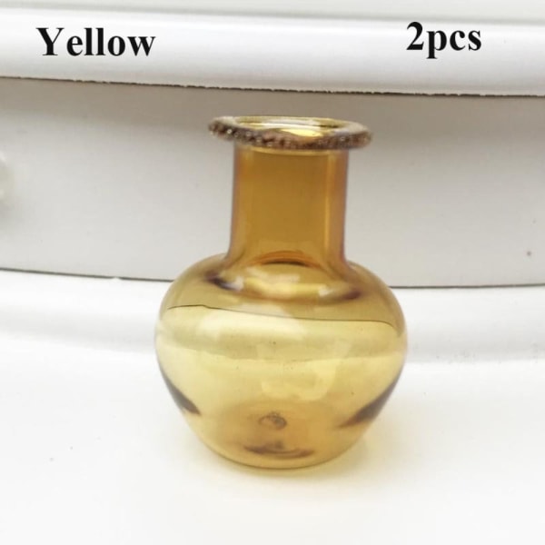 2stk Mini Glass Vase Kjøkkenpynt GUL Yellow