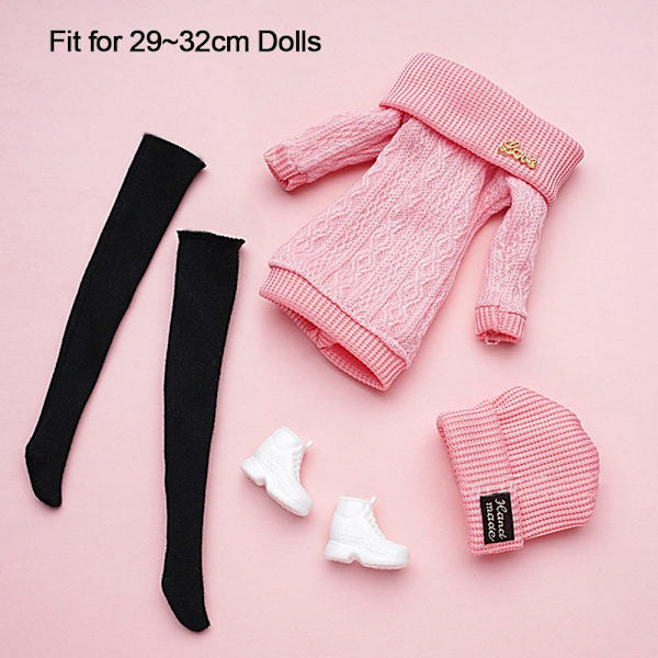 1 Set Dockor Byxor Vinterkläder Tröjor ROSA Pink