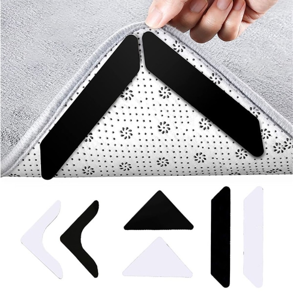 Non-Slip Sticker Tæppefiksering SORT TREKANT TREKANT BLACK triangle-triangle