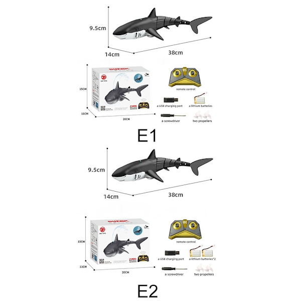 Rc Shark Toy Fjernkontroll Shark Toy E2 E2 E2