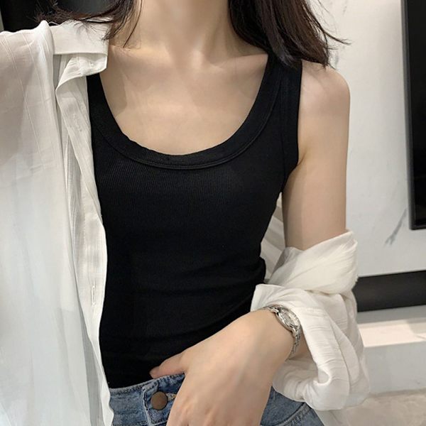 Dame Camisole Slim Tank Top SVART black