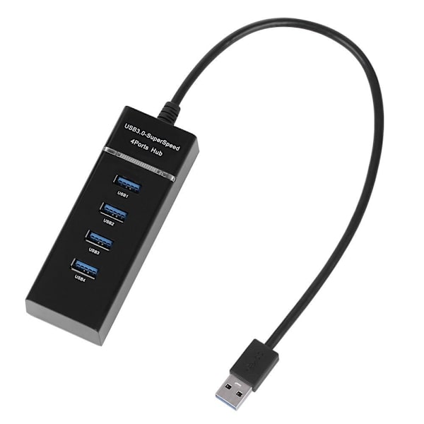 USB 3.0 Hub Expander 4 Ports Splitter Black