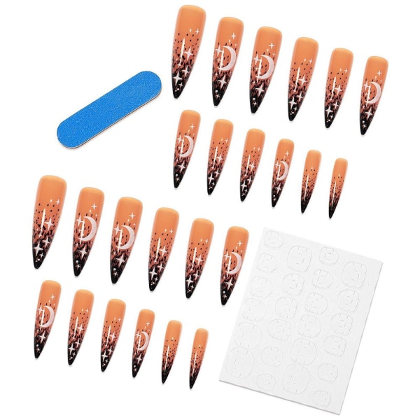 24 stk Halloween Fake Nails Lang Kort Style Full Cover JP0474-09