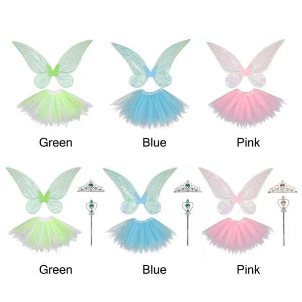 Butterfly Fairy Wings Princess Angel Wings GRØN (4 STK) GRØN Green (4 Pcs)