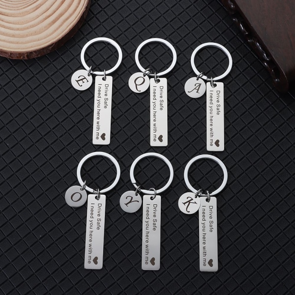 Drive Safe Keychain A-Z 26 Initialer Bokstäver Nyckelring E E