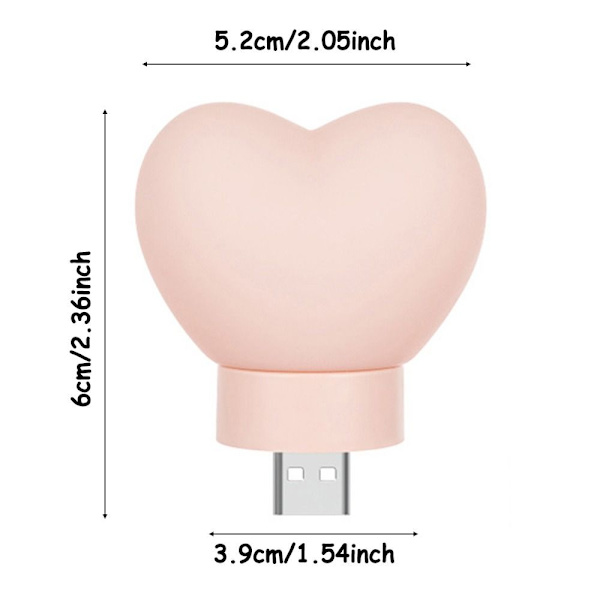 LED Nattlampor USB In-Line skrivbordslampa Love Heart Shape rosa