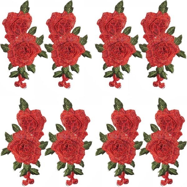 10 stykker rosebroderte lapper Blomsterlapper Klær