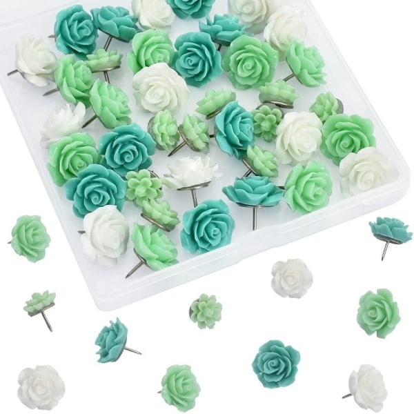40ST dekorativa kartnålar Rose Flower Thumb Tacks Cork Board
