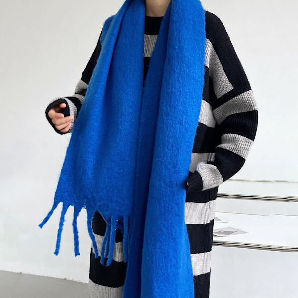 Mohair Dame Skjerf Lang Skjerf BLÅ blue 4949 | blue | Fyndiq