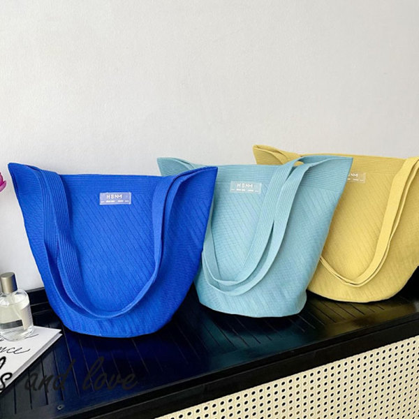 Knit Handbag Knot Wrist Bag SININEN blue