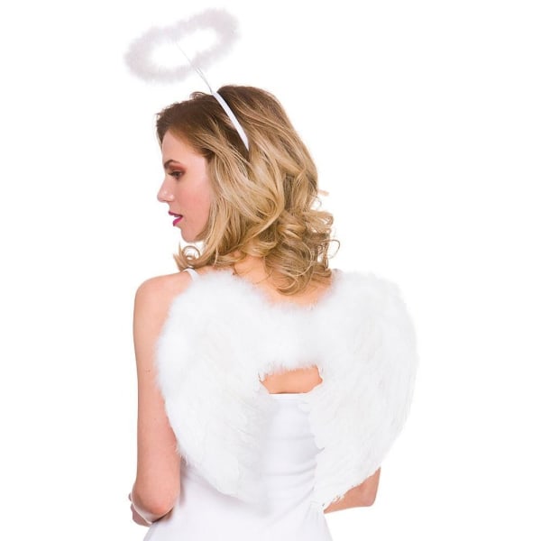 Feather Wings Fancy Dress Dame Dark Angel Costume sort