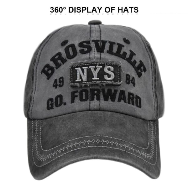 Brevbroderi Baseballcapser Distressed Faded Hats SVART&GRÅ black&grey