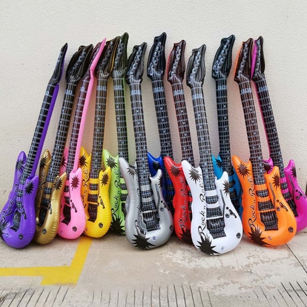 6 stk oppustelig guitar rockguitar legetøj RANDOM COLORA A Random ColorA