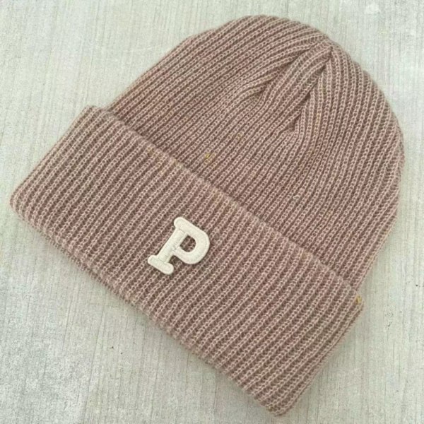 Fleece lämmin neulottu hattu Knitting Cap Hat KHAKI khaki