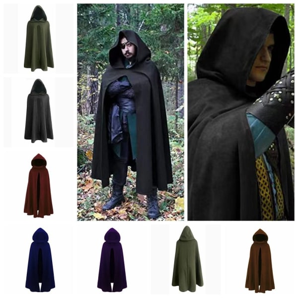 Halloween Kläder Open Cape Cloak ARMY GREEN L army green L