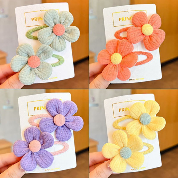4 Par Stof Blomster Par Clip GUL Yellow