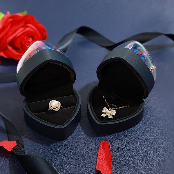 Heart Eternal Flower Lahjarasia Sormus Medaljongi säilytyslaatikko SININEN SORMUS Blue Ring box-Ring box
