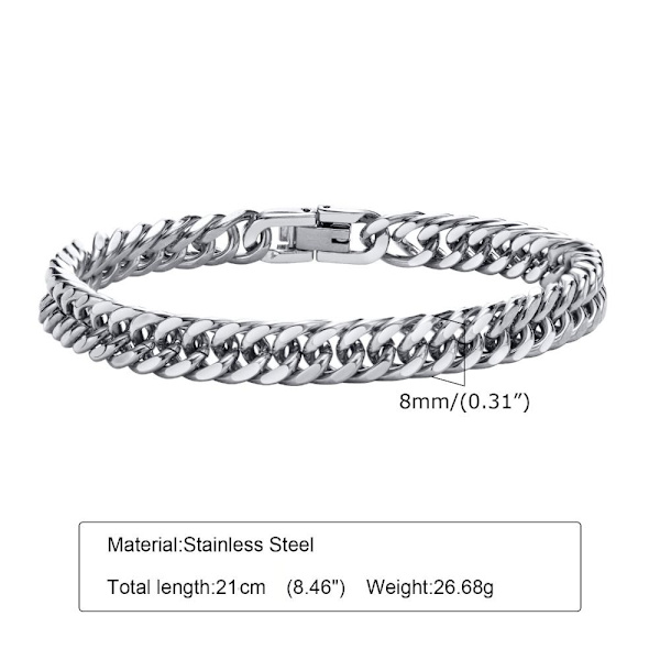 Länkkedja Miami Cuban Armband SILVER 19CM silver 19CM