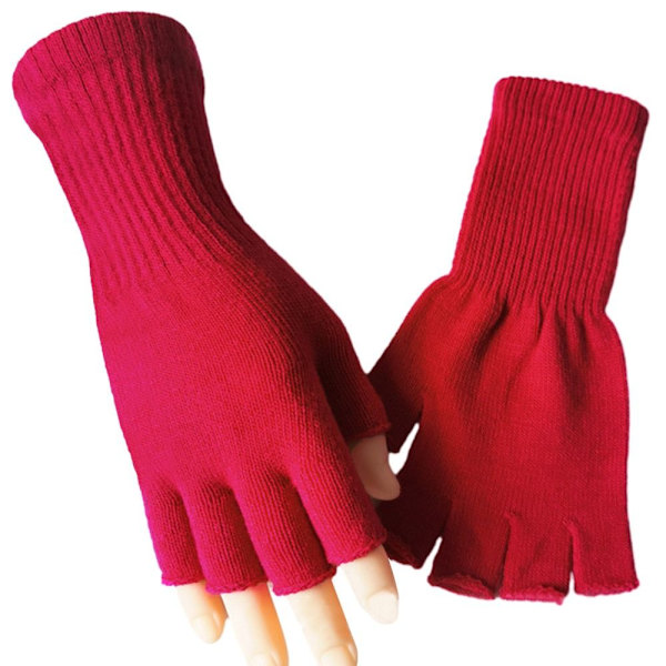 Stickade handskar Lång vante RÖD Red