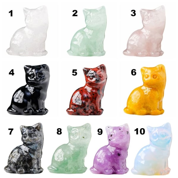 Naturlig krystall kattefigur Fortune Cat Statue 9 9 9