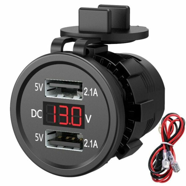 Billader 2-veis dobbel adapter RØD red