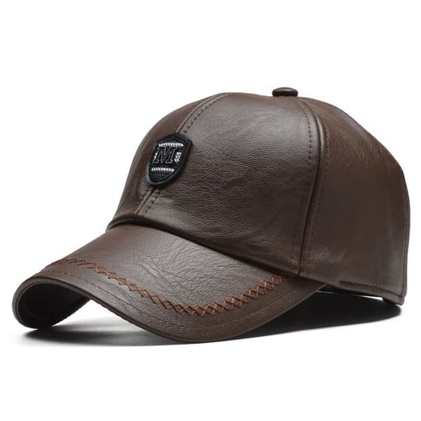 Læder Baseball Caps Termiske Hatte SORT black