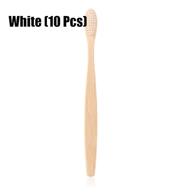 Bambus tandbørste tandbørste HVID (10 STK) White (10 PCS)