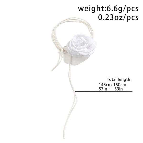 Rose Flower Choker Rose Choker Halsband VIT 110CM WHITE 110CM