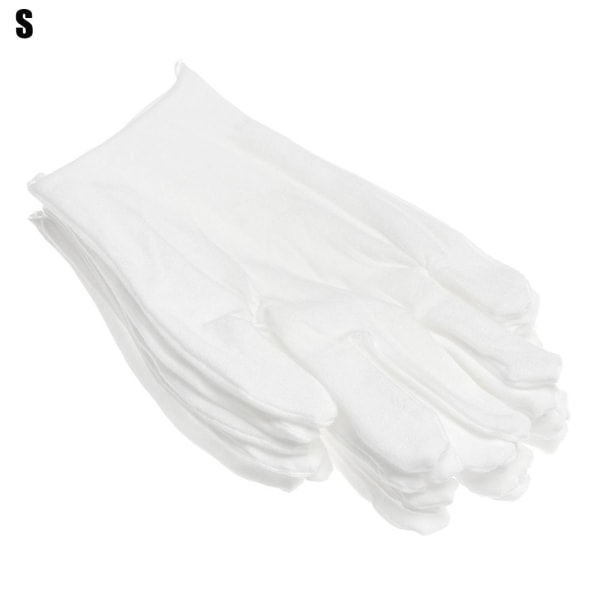 12 paria White Cotton Gloves Työsuojeluhanskat S S