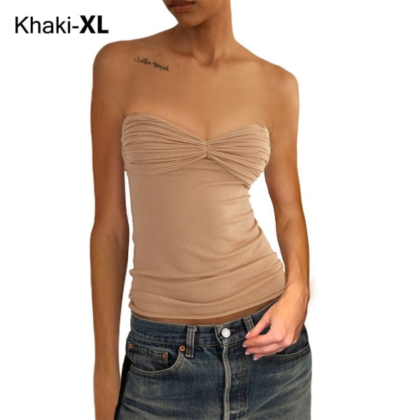 Crop Tops för kvinnor Y2K T-shirt KHAKI XL XL Khaki XL-XL