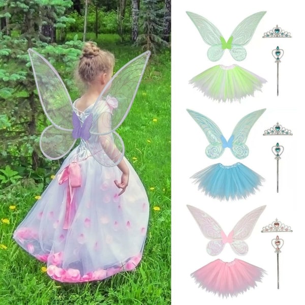 Butterfly Fairy Wings Princess Angel Wings GRØN (4 STK) GRØN Green (4 Pcs)