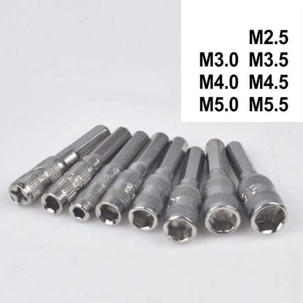 7 stk. Hex Socket Drive Socket Sæt Deep Metric Sockets